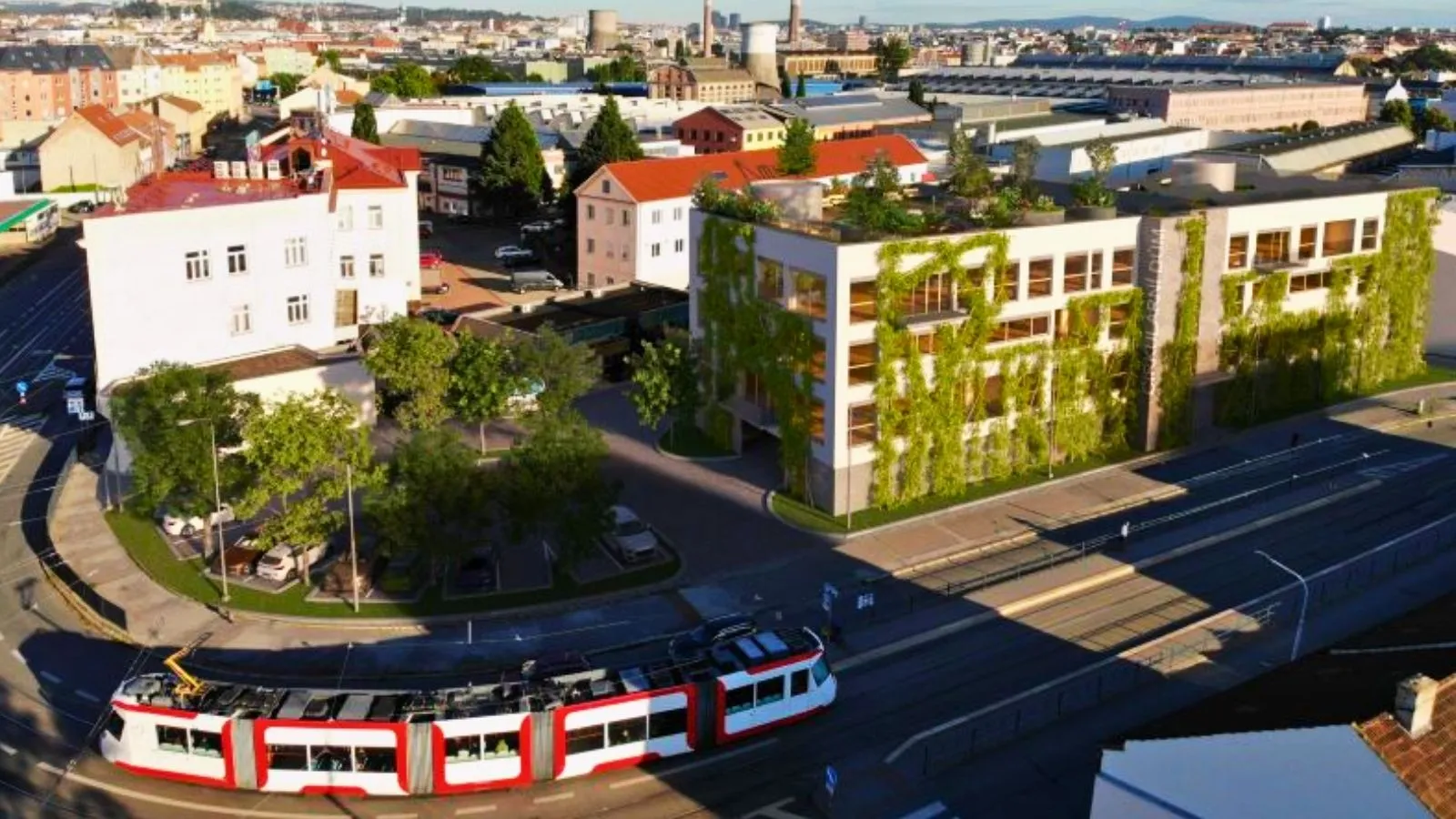 Plánovaný cirkulární dům na Olomoucké ulici